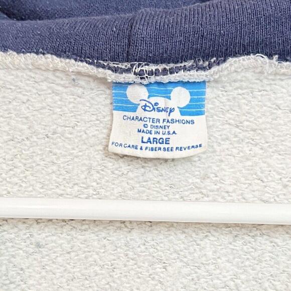 VTG 80s Walt Disney World Epcot Center Hoodie Sweatshirt 1/4 Snap SLIM FIT Sz L - Picture 6 of 12